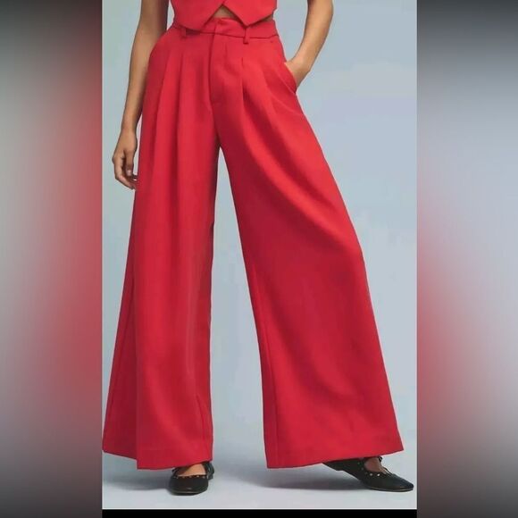 MAEVE The Avery Pleated Wide-Leg Palazzo Pants Women’s Sz 14 26" Cropped Hem* - Picture 3 of 16